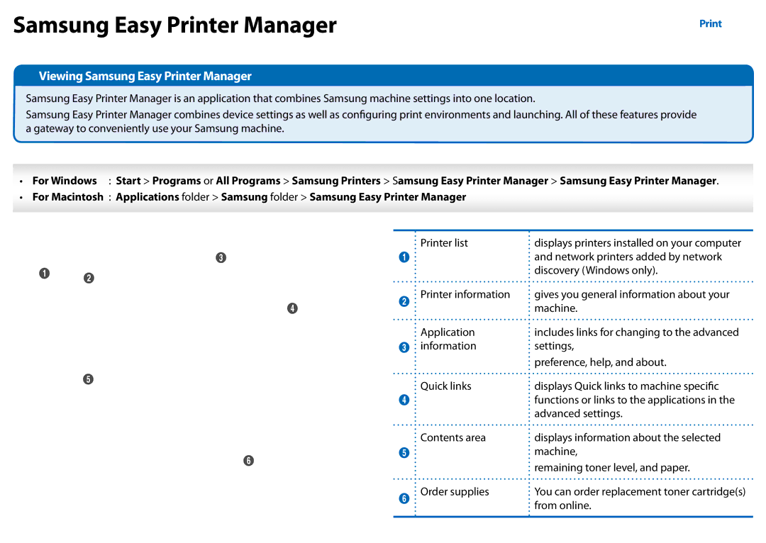 Samsung All in One Printer manual Viewing Samsung Easy Printer Manager 