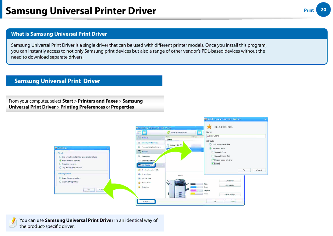 Samsung All in One Printer manual Samsung Universal Printer Driver, Samsung Universal Print Driver 