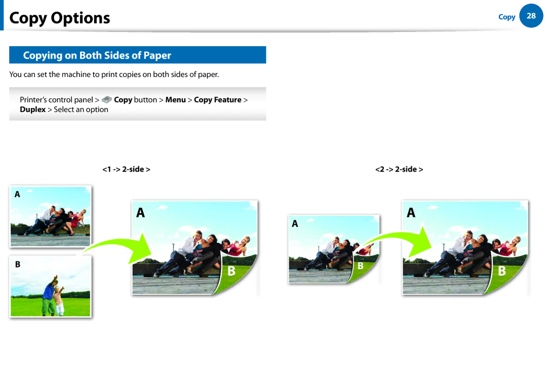 Samsung All in One Printer manual Copying on Both Sides of Paper 