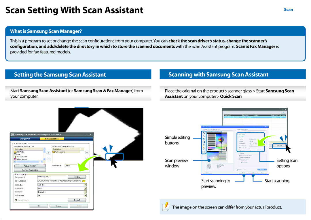 Samsung All in One Printer manual Scan Setting With Scan Assistant, What is Samsung Scan Manager? 