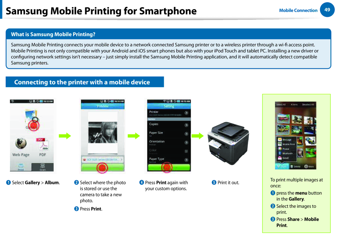 Samsung All in One Printer Samsung Mobile Printing for Smartphone, What is Samsung Mobile Printing?, 1Select Gallery Album 