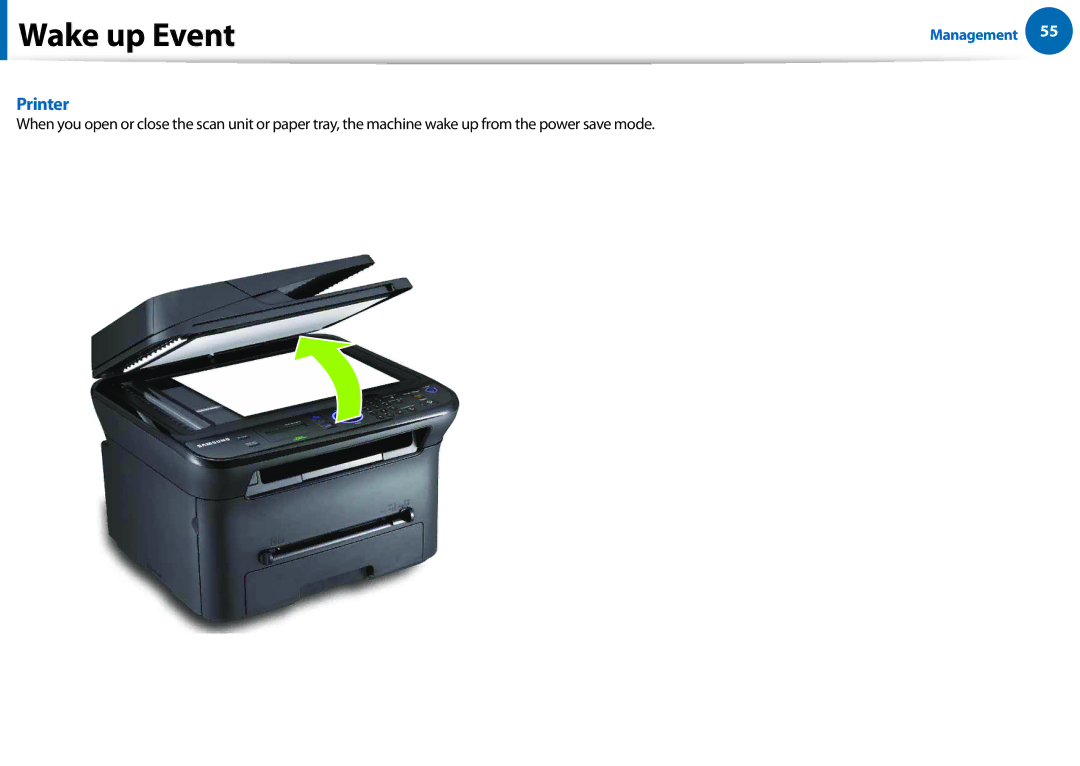 Samsung All in One Printer manual Wake up Event 