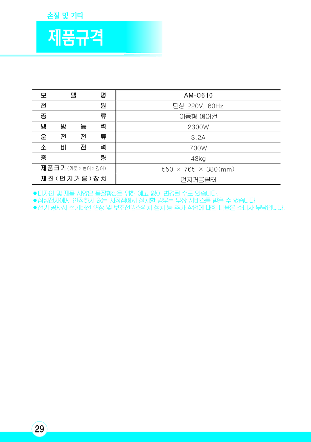 Samsung AM-C610 manual 