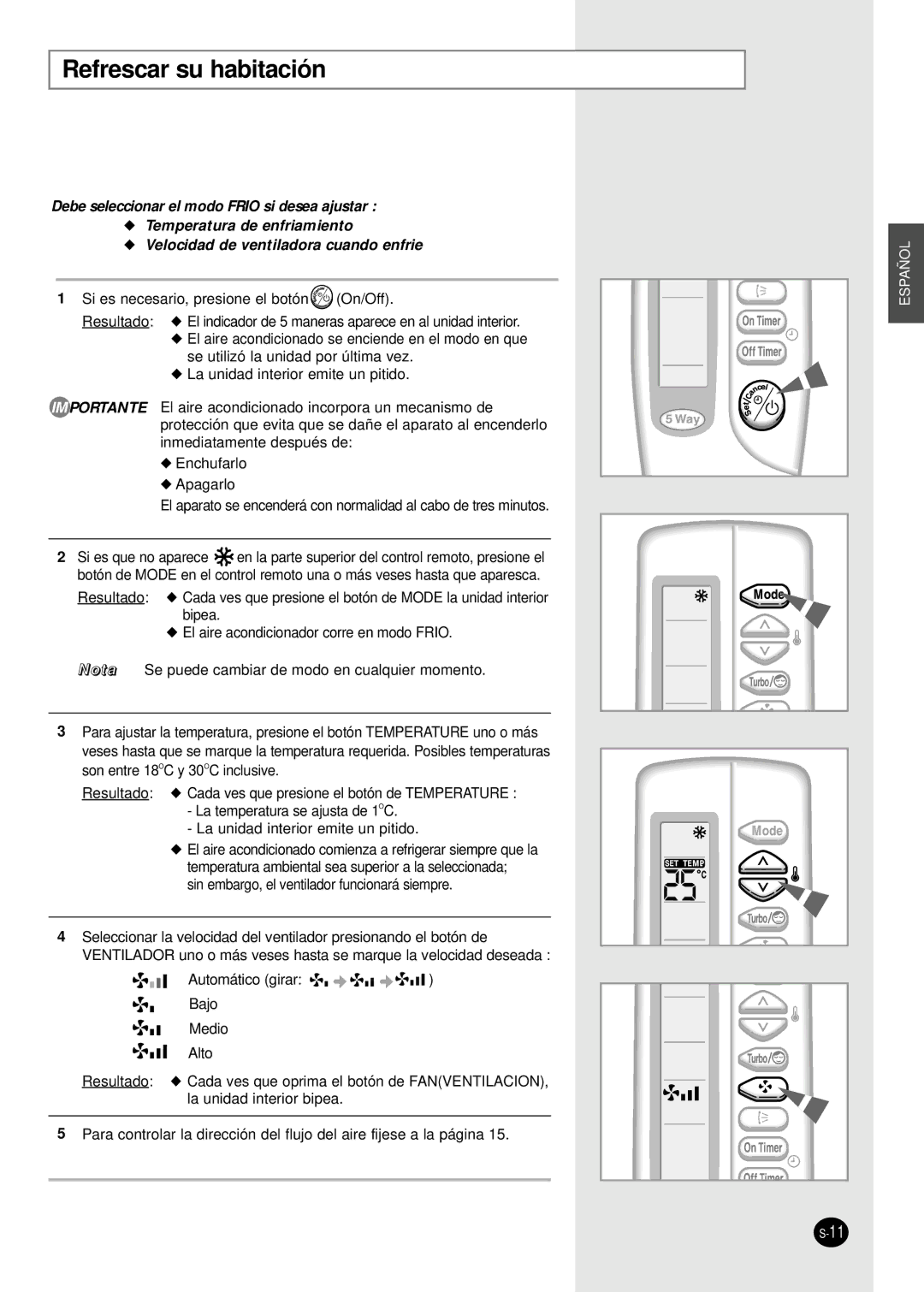 Samsung AM14B1(B2)E07 manuel dutilisation Refrescar su habitación 