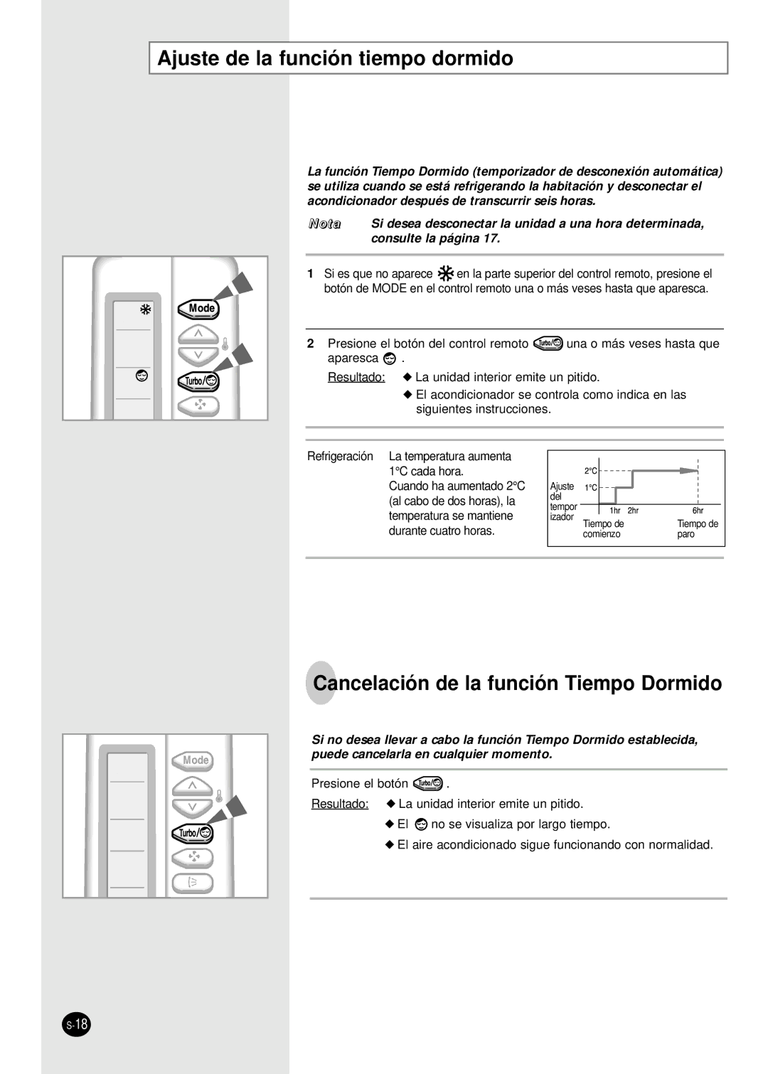 Samsung AM14B1(B2)E07 manuel dutilisation Ajuste de la función tiempo dormido, Cancelación de la función Tiempo Dormido 