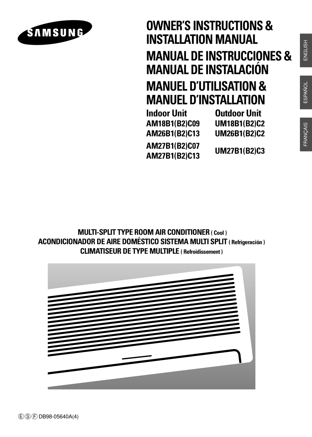 Samsung AM18B1(B2)C09 installation manual Installation Manual Manual DE Instrucciones 