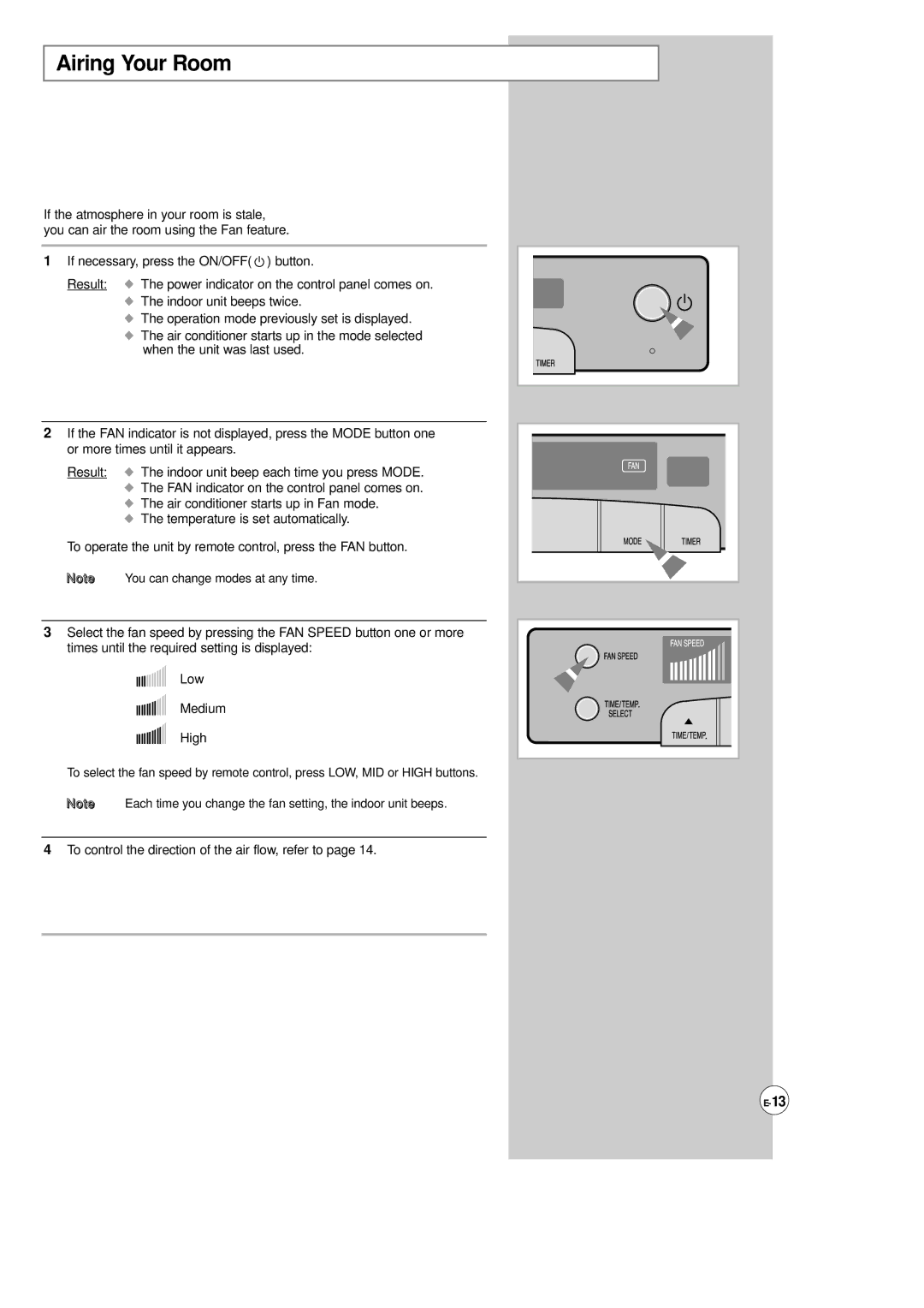 Samsung AP500F installation manual Airing Your Room 