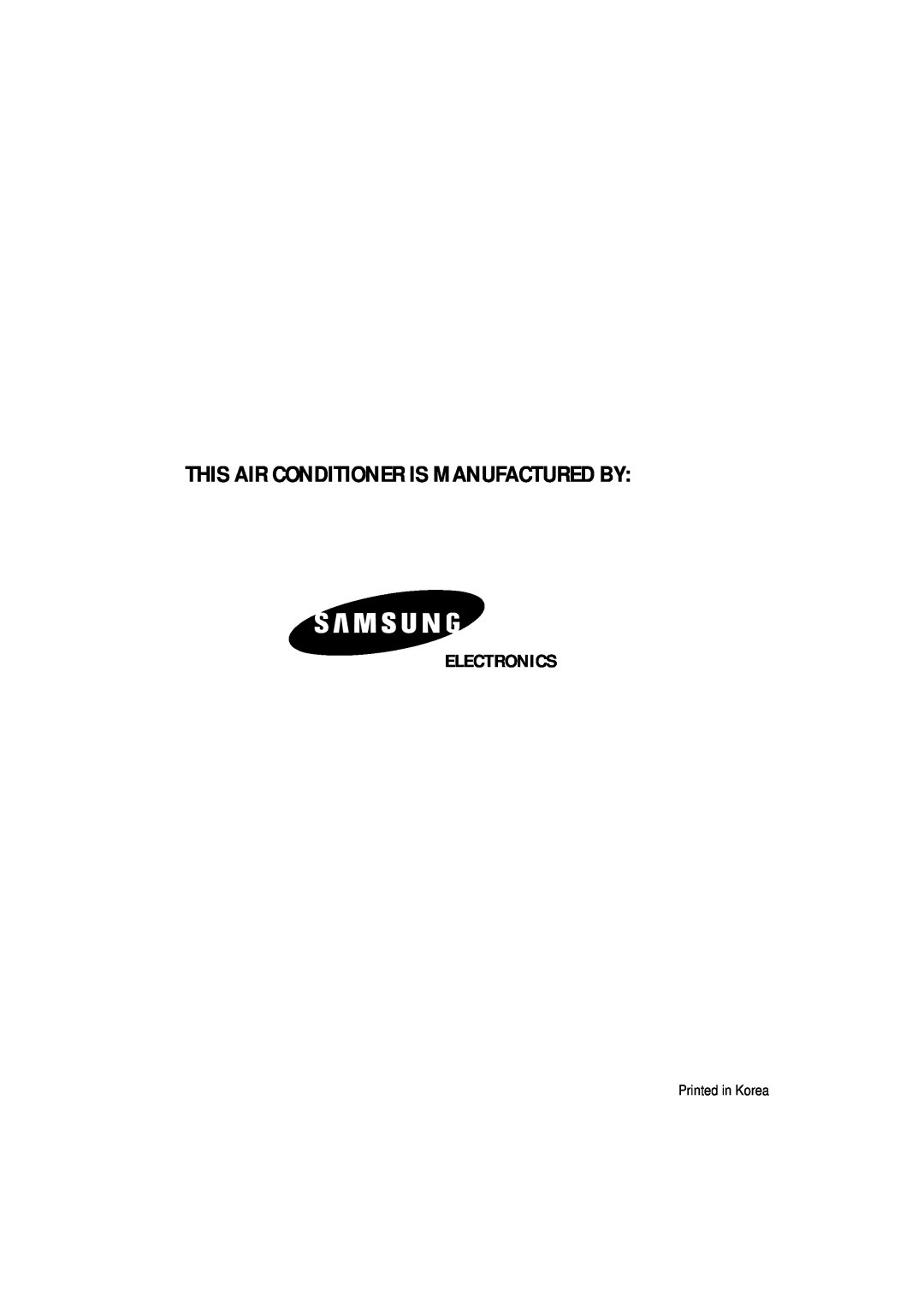 Samsung AP500F installation manual This Air Conditioner Is Manufactured By, Electronics 