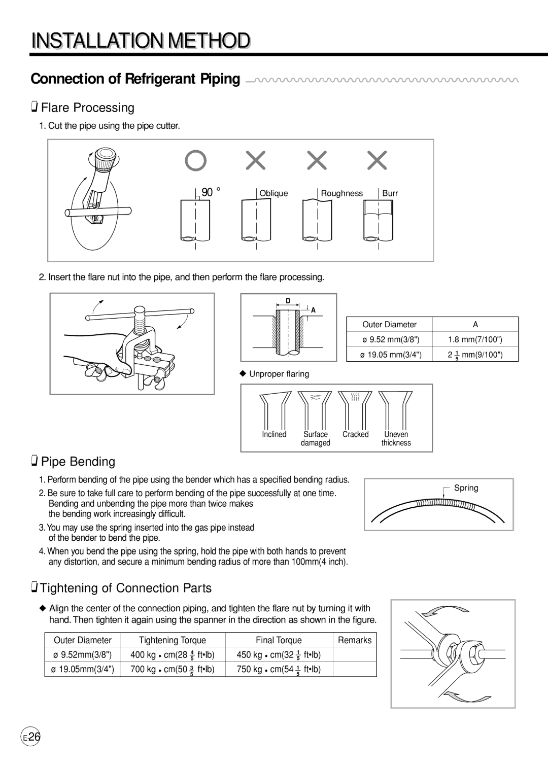 Samsung AP500PF installation manual Installationi I Method, Connection of Refrigerant Piping 