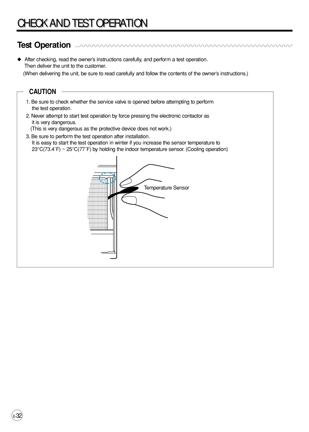 Samsung AP500PF installation manual Check and Test Operationi 