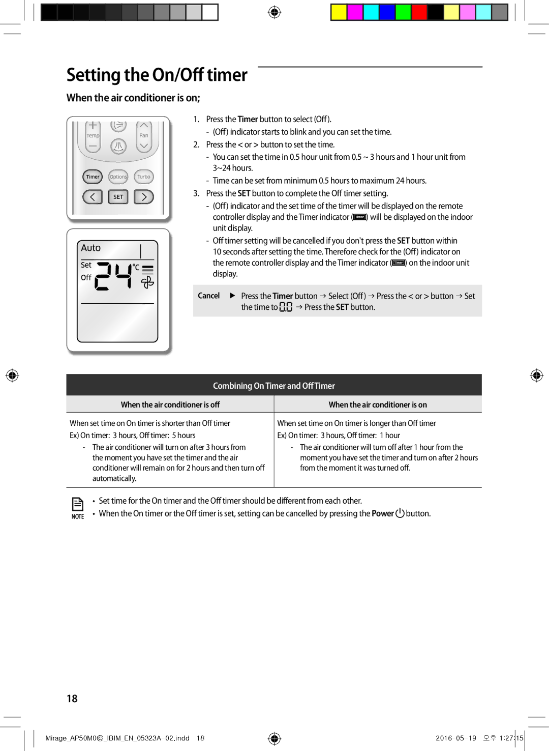 Samsung AP50M1ANXSG, AP50M0ANXSG manual When the air conditioner is on, Button 