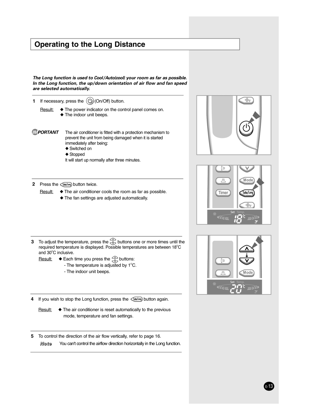 Samsung AP50Q1CNMID manual Operating to the Long Distance 