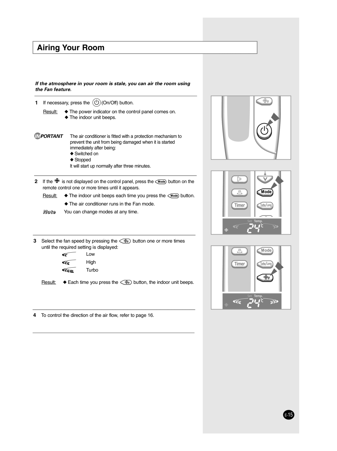 Samsung AP50Q1CNMID manual Airing Your Room 