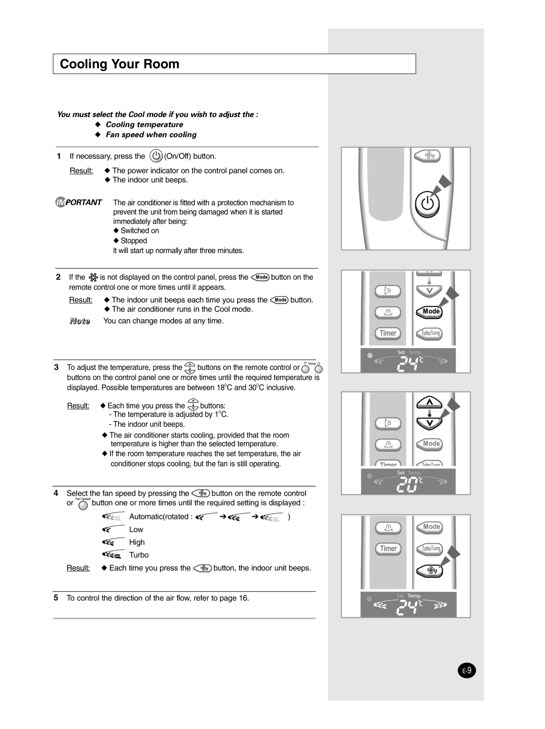 Samsung AP50Q1CNMID manual Cooling Your Room 