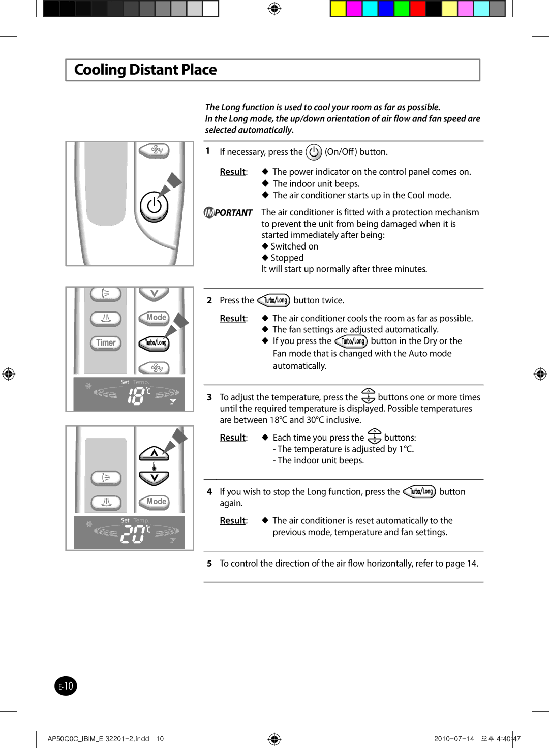 Samsung AP55Q0DNUMG manual Cooling Distant Place 