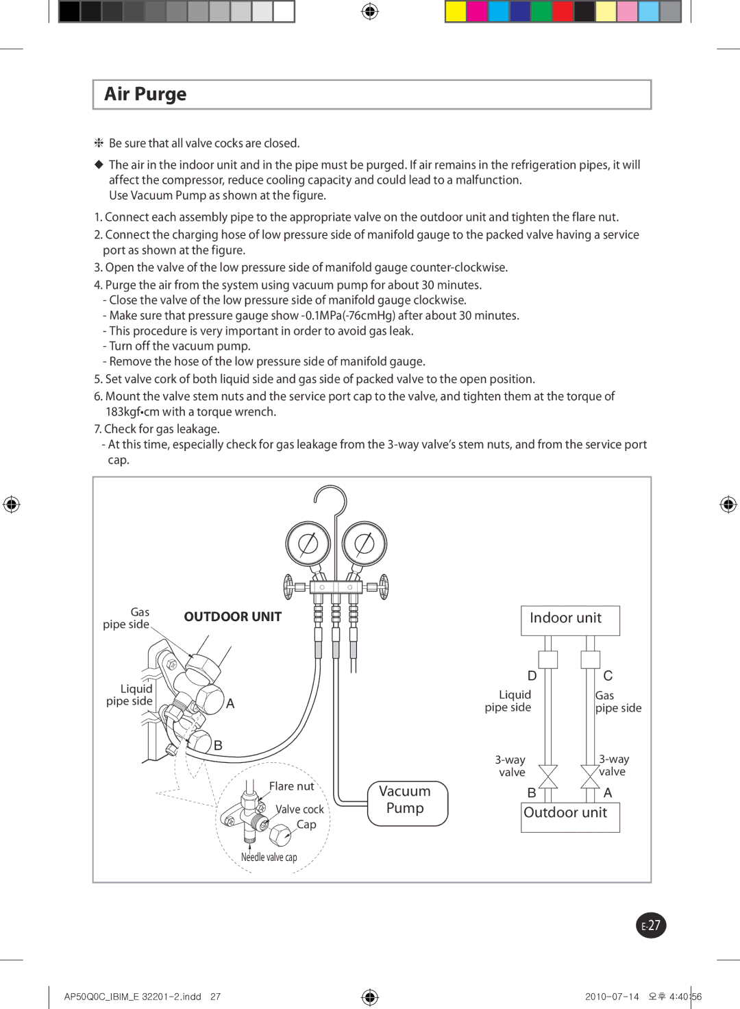 Samsung AP55Q0DNUMG manual Air Purge 