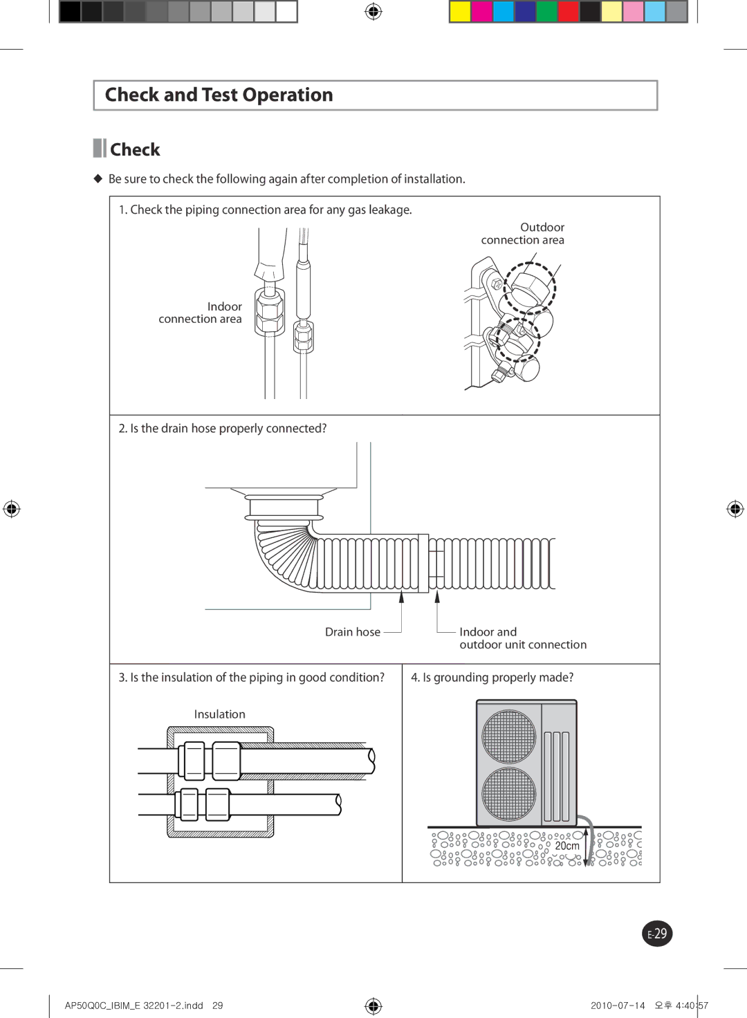 Samsung AP55Q0DNUMG manual Check and Test Operation 