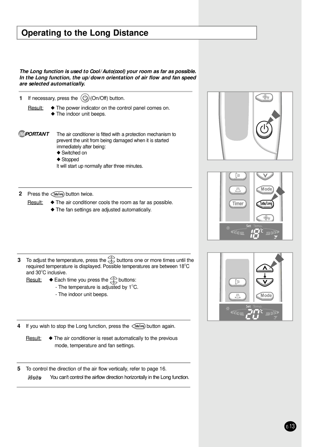 Samsung AP50Q1CNHAC, AP55Q1BNUMG manual Operating to the Long Distance 