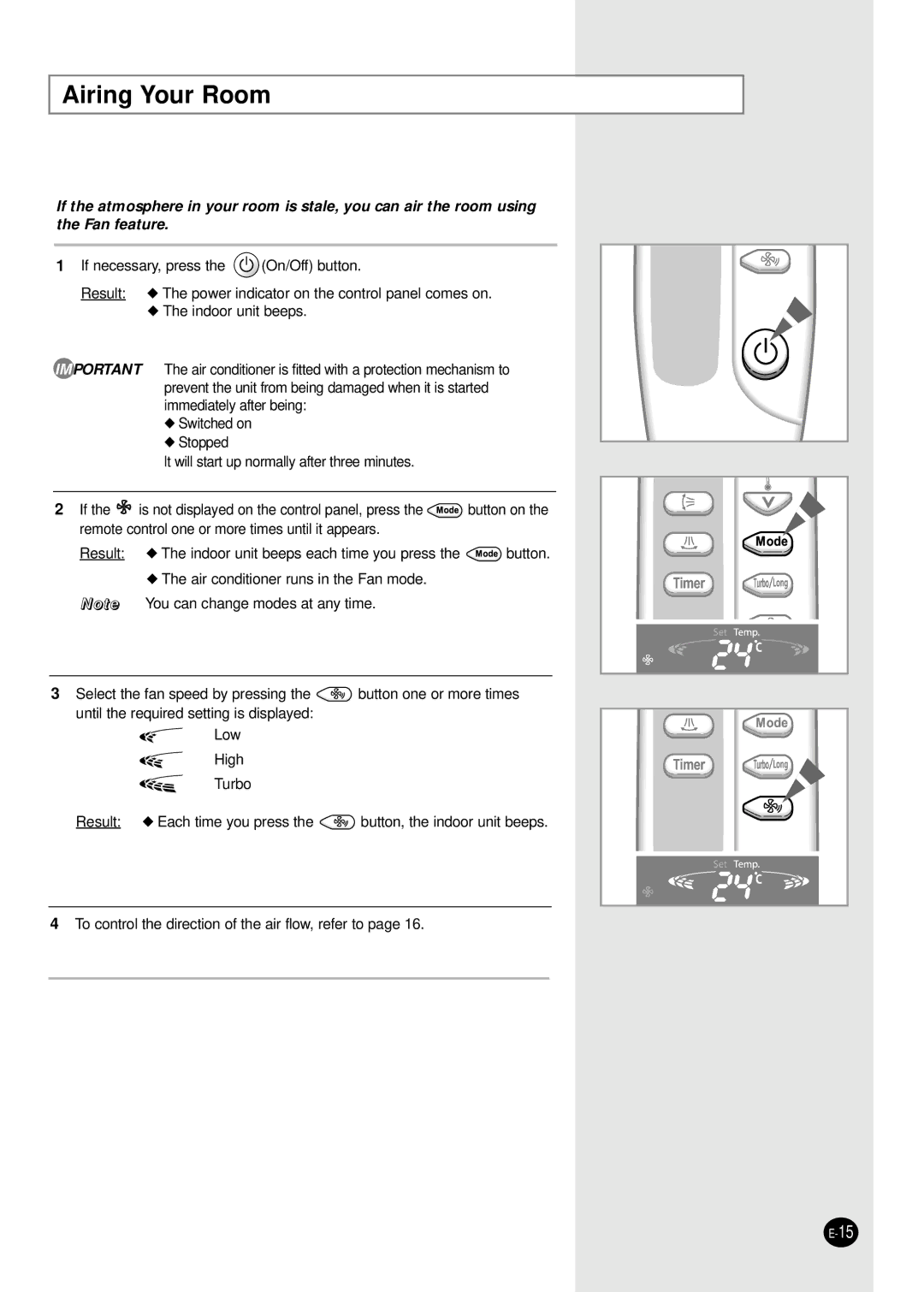 Samsung AP50Q1CNHAC, AP55Q1BNUMG manual Airing Your Room 