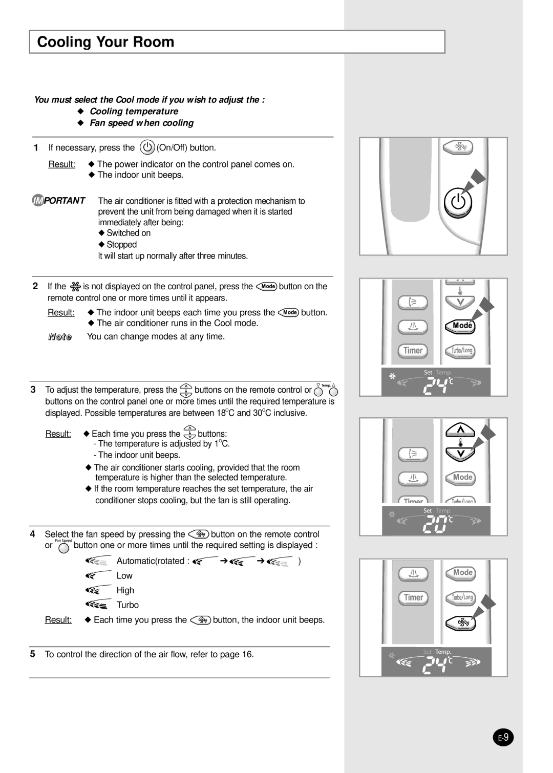 Samsung AP50Q1CNHAC, AP55Q1BNUMG manual Cooling Your Room 