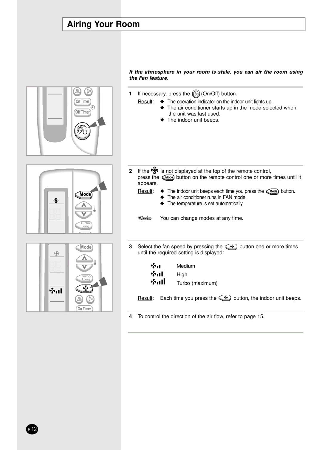 Samsung APC304NTB1/UMG manual Airing Your Room 