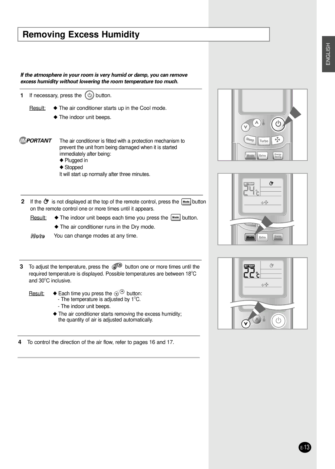 Samsung APC3270B/UMG manual Removing Excess Humidity 