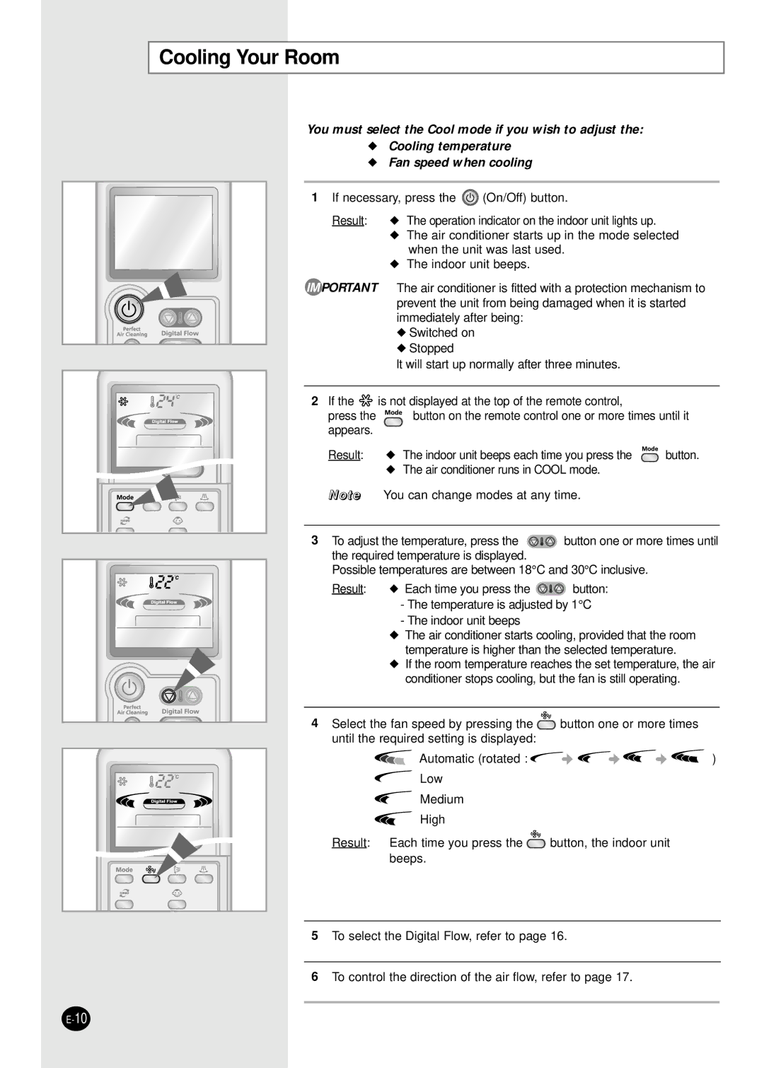 Samsung APH289SEF/XFO, APH289SEG/XFO manual Cooling Your Room 