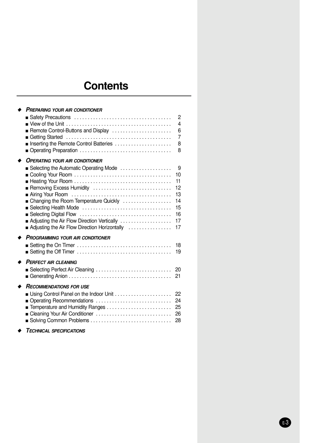 Samsung APH289SEG/XFO, APH289SEF/XFO manual Contents 