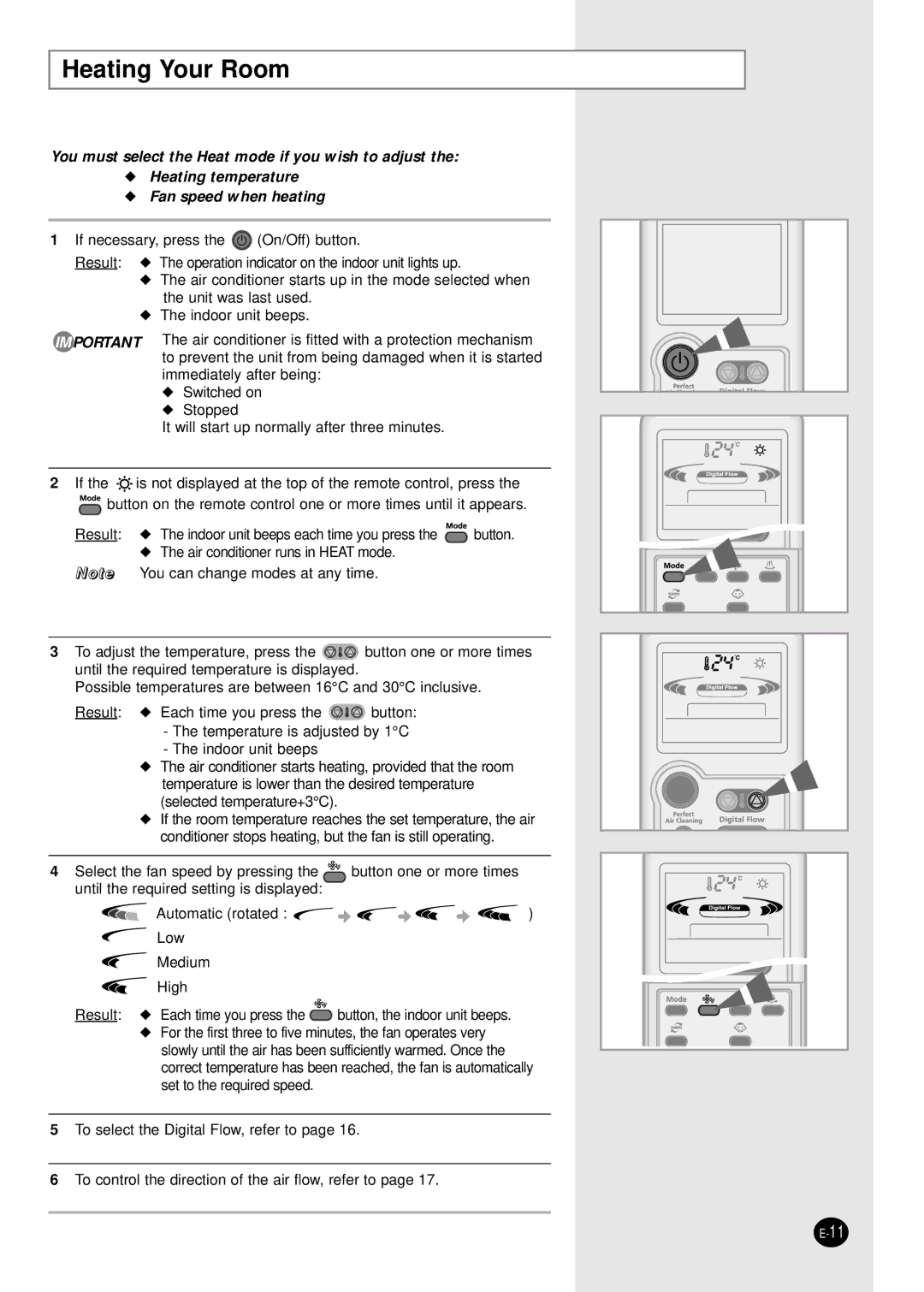 Samsung APH289SEG/XFO, APH289SER/XFO, APH289SEF/XFO manual Heating Your Room 