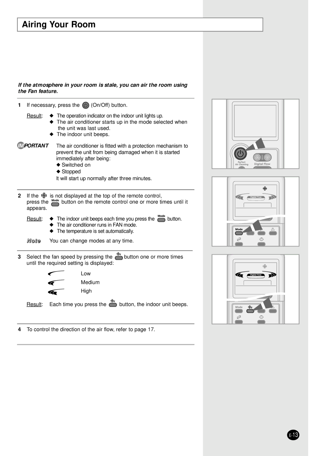 Samsung APH289SEF/XFO, APH289SER/XFO, APH289SEG/XFO manual Airing Your Room 