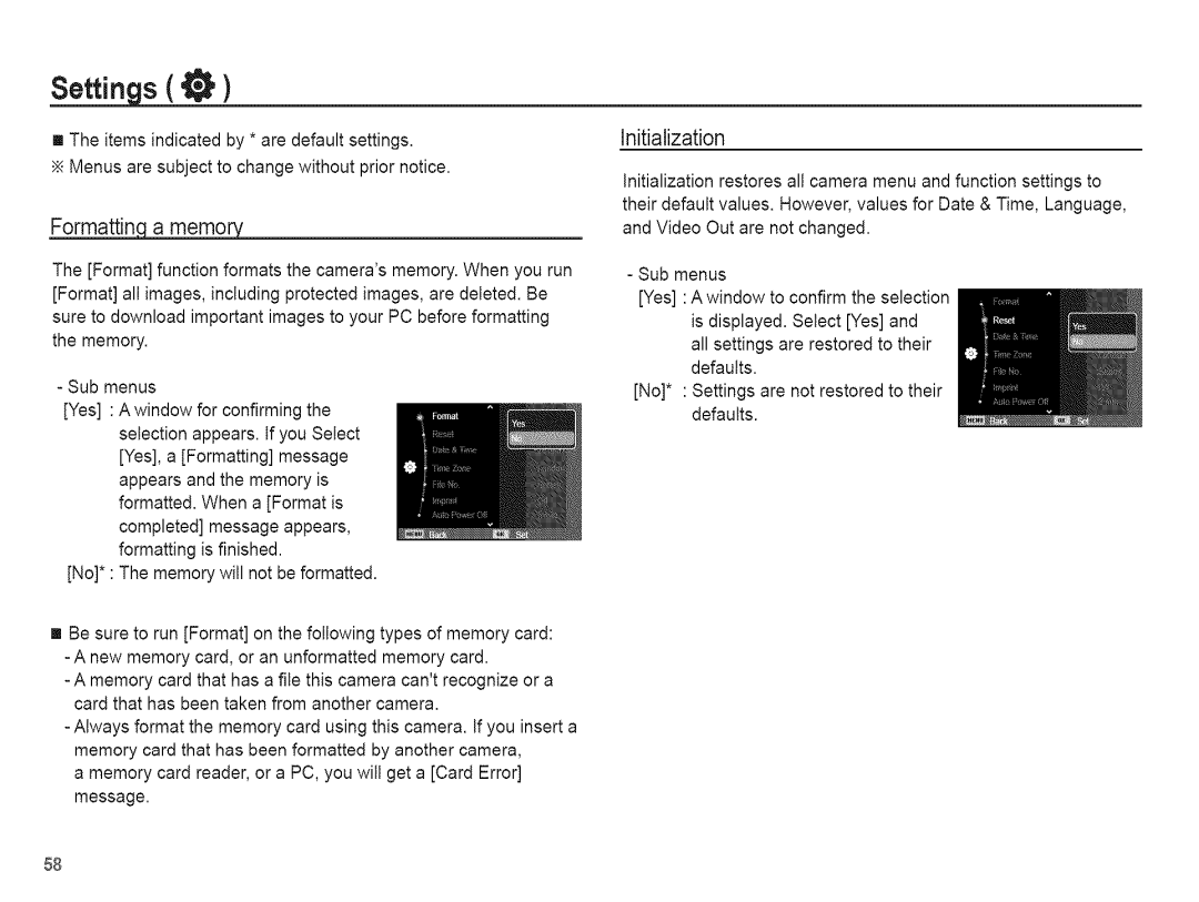 Samsung AQ 1O0 manual FormattinmqaA0, Initialization 