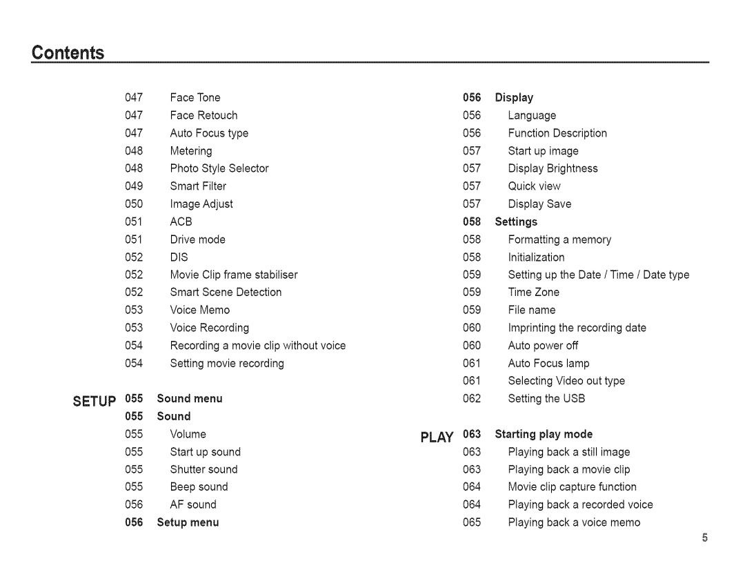 Samsung AQ 1O0 manual Setup 055 Sound menu 