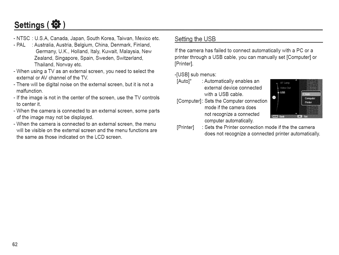 Samsung AQ 1O0 manual Usb 