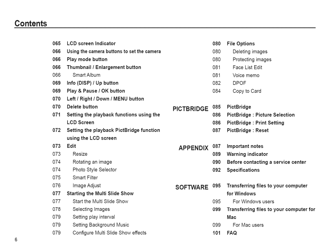 Samsung AQ 1O0 manual Pictbridge 