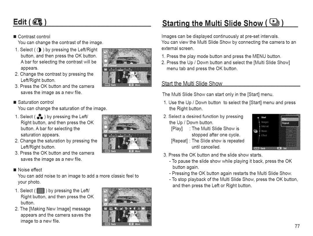 Samsung AQ 1O0 manual Startiq the Multi Slide Show, Start the Multi Slide Show 