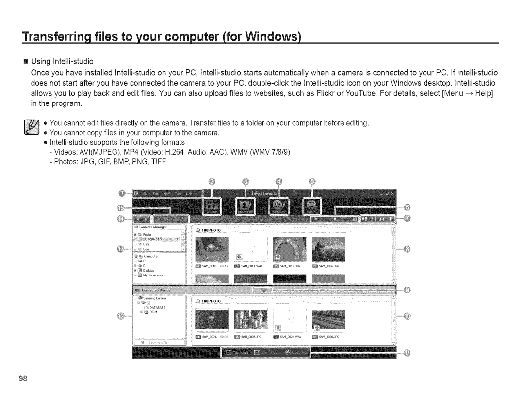 Samsung AQ 1O0 manual Transferring flies to your cornutputeforWindows 