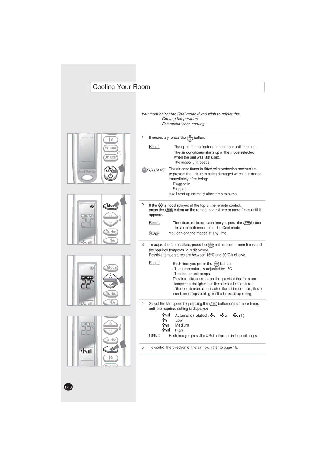 Samsung AQ07XANSER, AQ07XAXSEU, AQ07XANSEU, AQ07XAXSER manual Cooling Your Room 