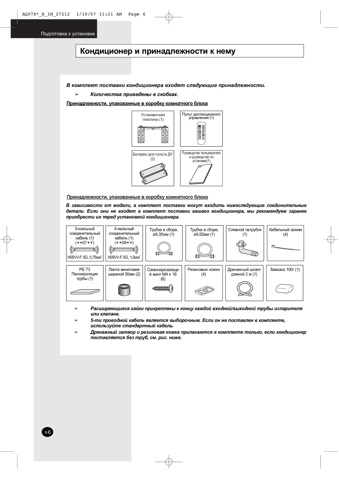 Samsung AQ09XLNSER, AQ07XLXSER ÄÓÌ‰ËˆËÓÌÂ Ë ÔËÌ‡‰ÎÂÊÌÓÒÚË Í Ìâïû, Ëì‡‰Îâêìóòúë, Ûô‡Íó‚‡Ìì˚Â ‚ Íóó·Íû Íóïì‡Úìó„Ó ·Îóí‡ 