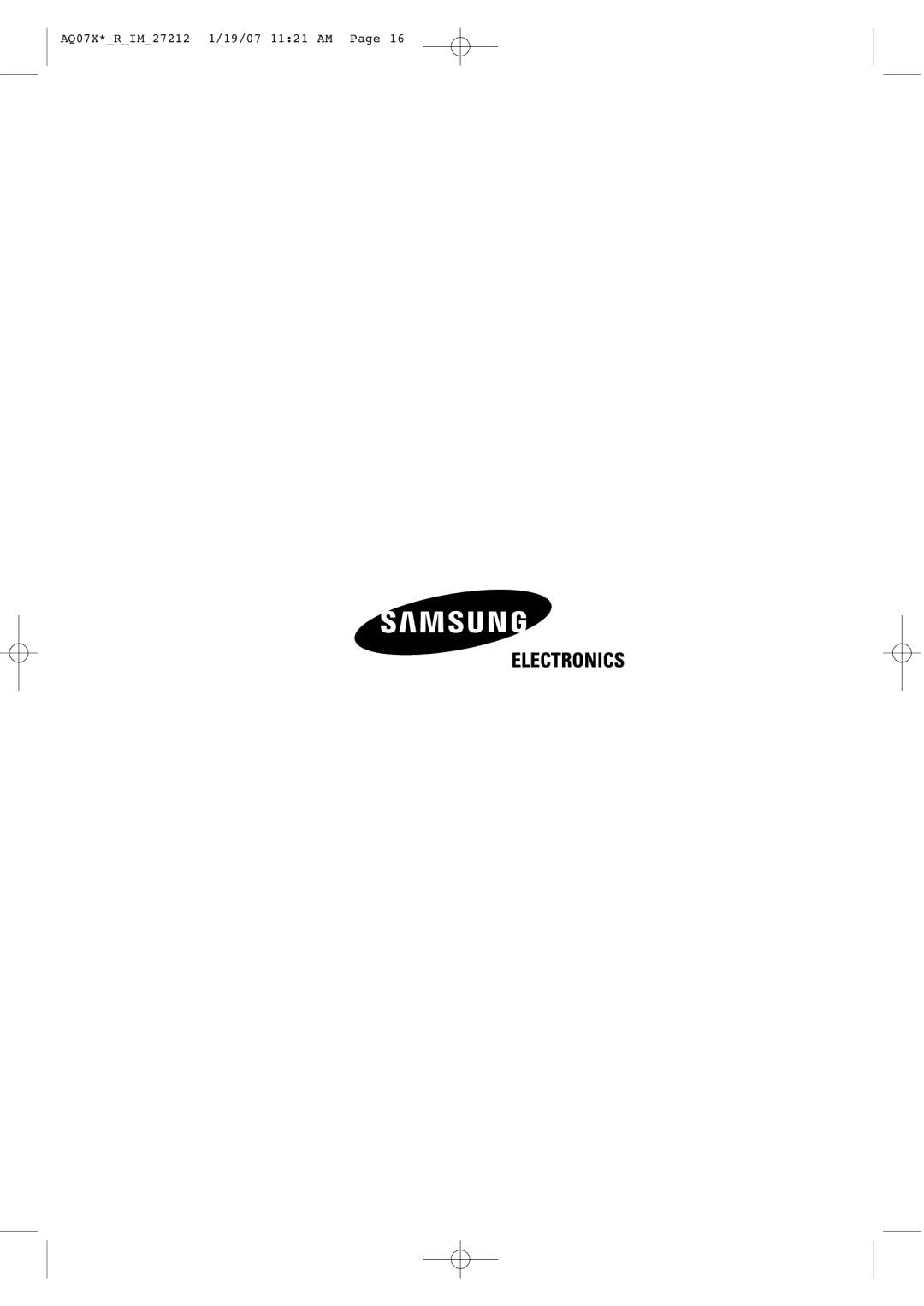 Samsung AQ07XLXSER, AQ07XLNSER, AQ09XLNSER, AQ09XLXSER manual AQ07X*RIM27212 1/19/07 1121 AM 