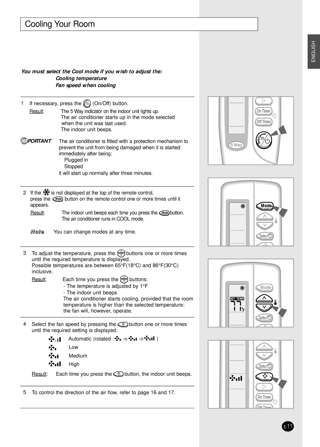 Samsung AQ09A5(6)MAF manuel dutilisation Cooling Your Room 