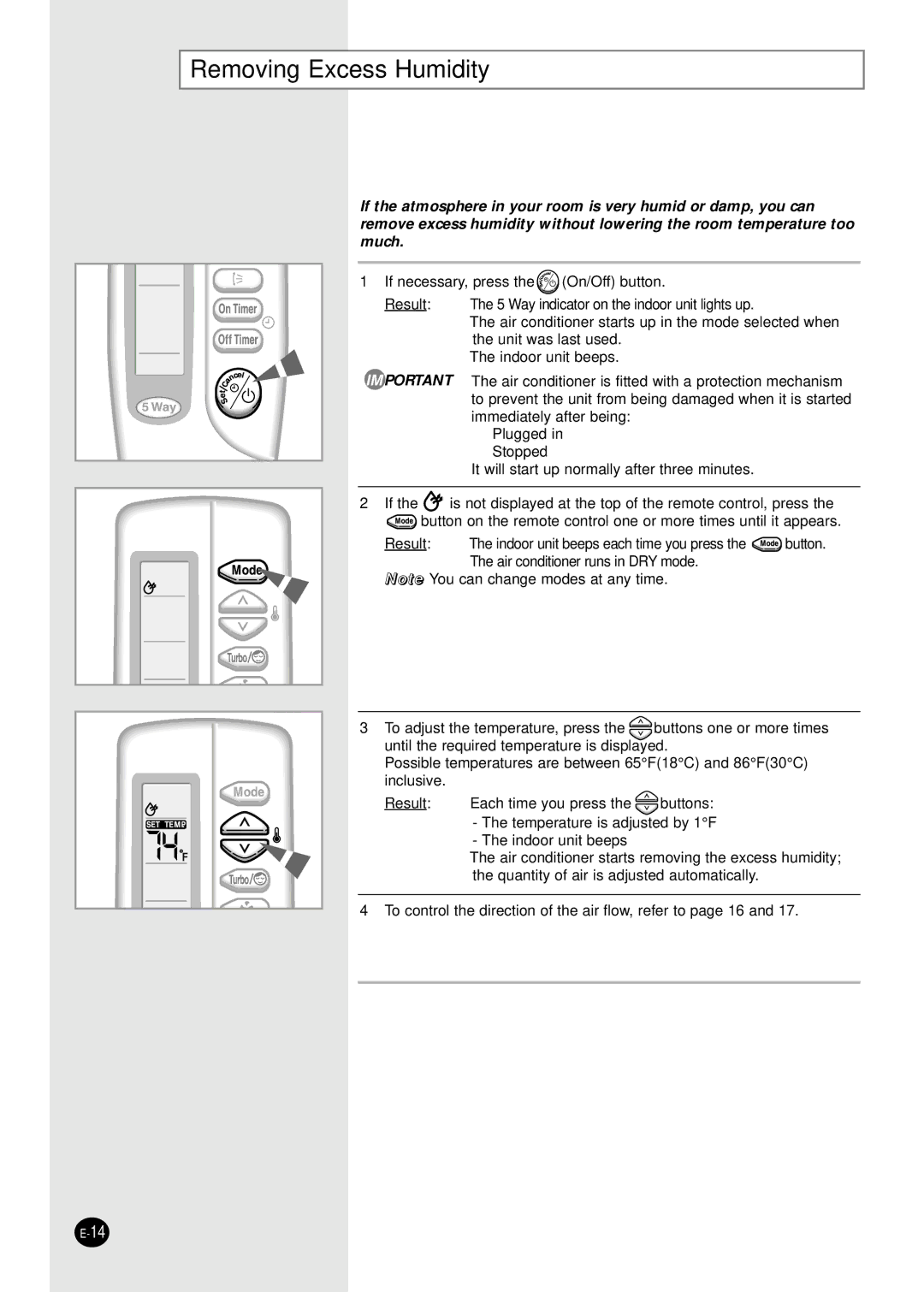 Samsung AQ09A5(6)MAF manuel dutilisation Removing Excess Humidity 