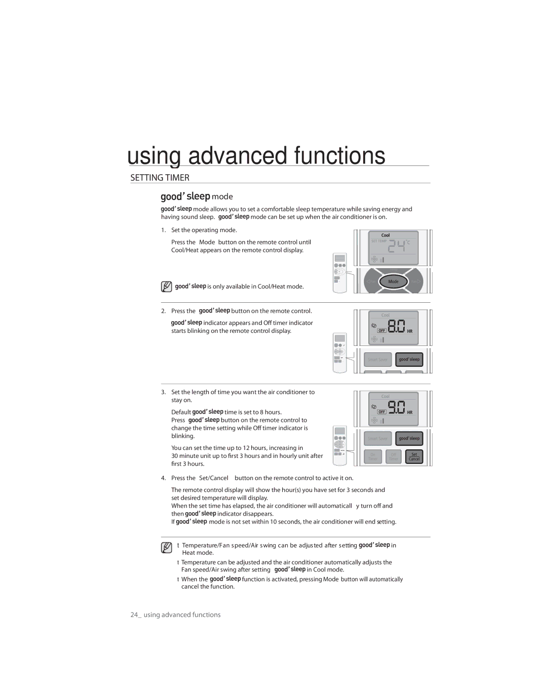 Samsung AQ07RLNSER, AQ09CLXSER, AQ12ULXSER, AQ07CMXSER, AQ07RMXSER, AQ12ULNSER, AQ09RLNSER, AQ09RLXSER, AQ07CMNSER manual Mode 