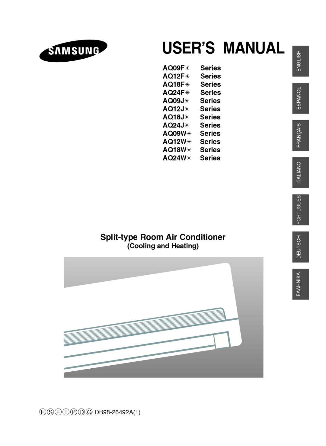 Samsung AQ24FAN, AQ09FAN, AQ09FAX, AQ12FAN, AQ24FAX, AQ18FAN, AQ12FAX manual USER’S Manual, Split-type Room Air Conditioner 