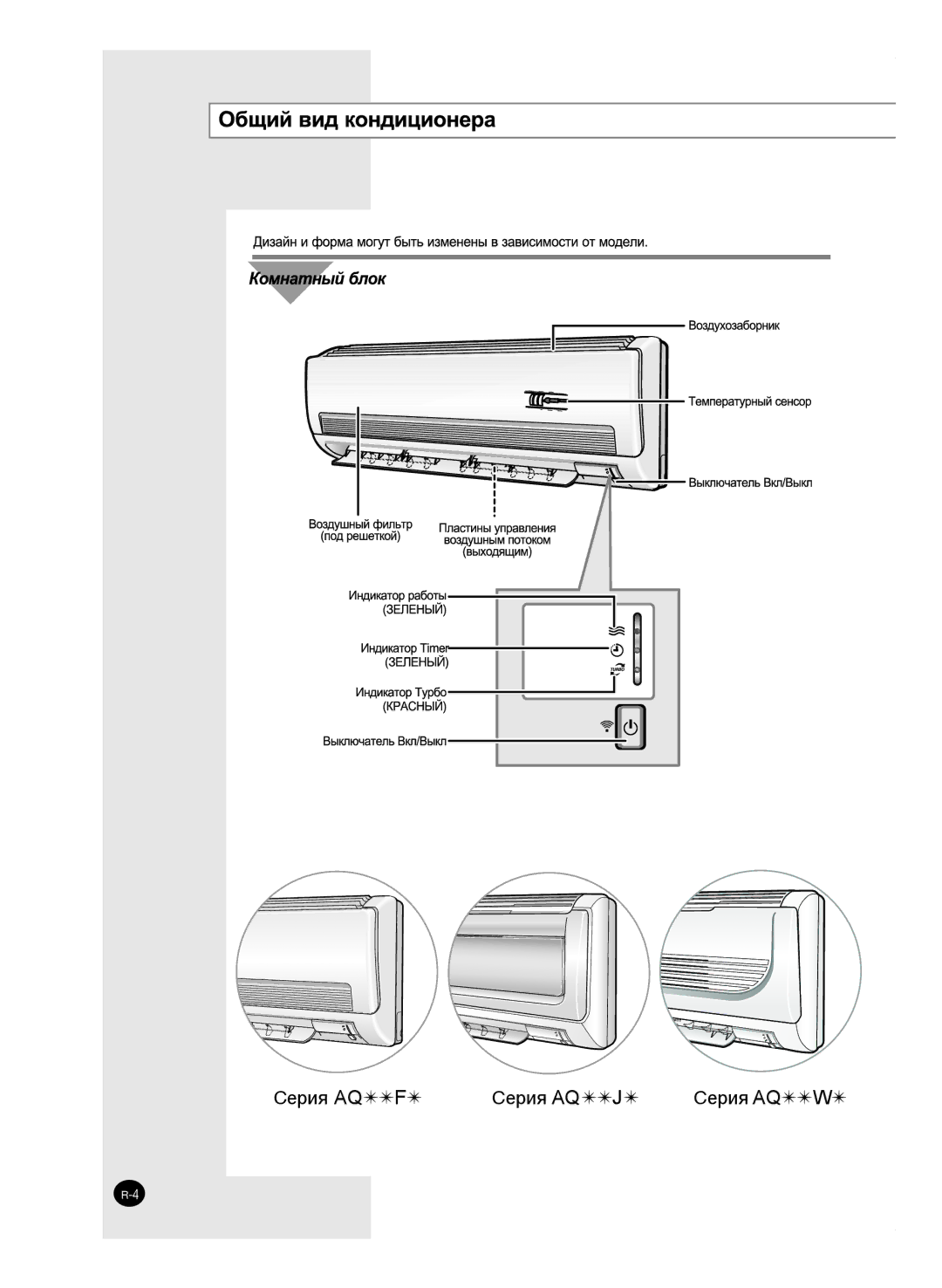 Samsung AQ24FAX, AQ09FAN, AQ24FAN, AQ09FAX, AQ18FAN, AQ18FAX, AQ12FANSEU, AQ12FAXSEU manual Cерия AQ F  Cерия AQ J  