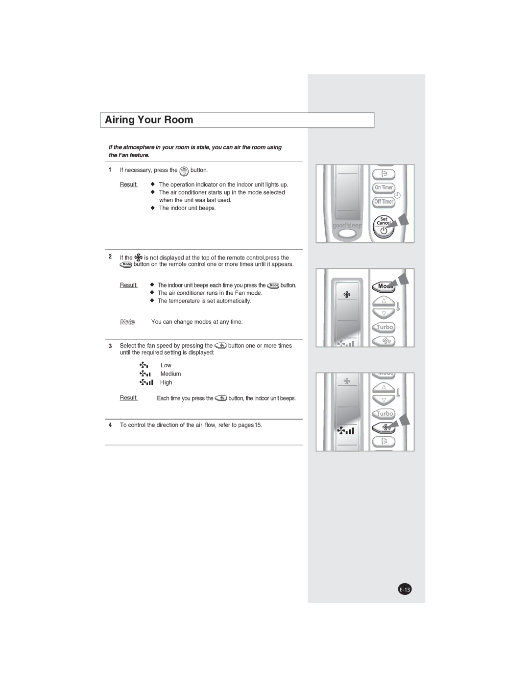 Samsung AQ09NLNSER, AQ09NLXSER manual Airing Your Room 