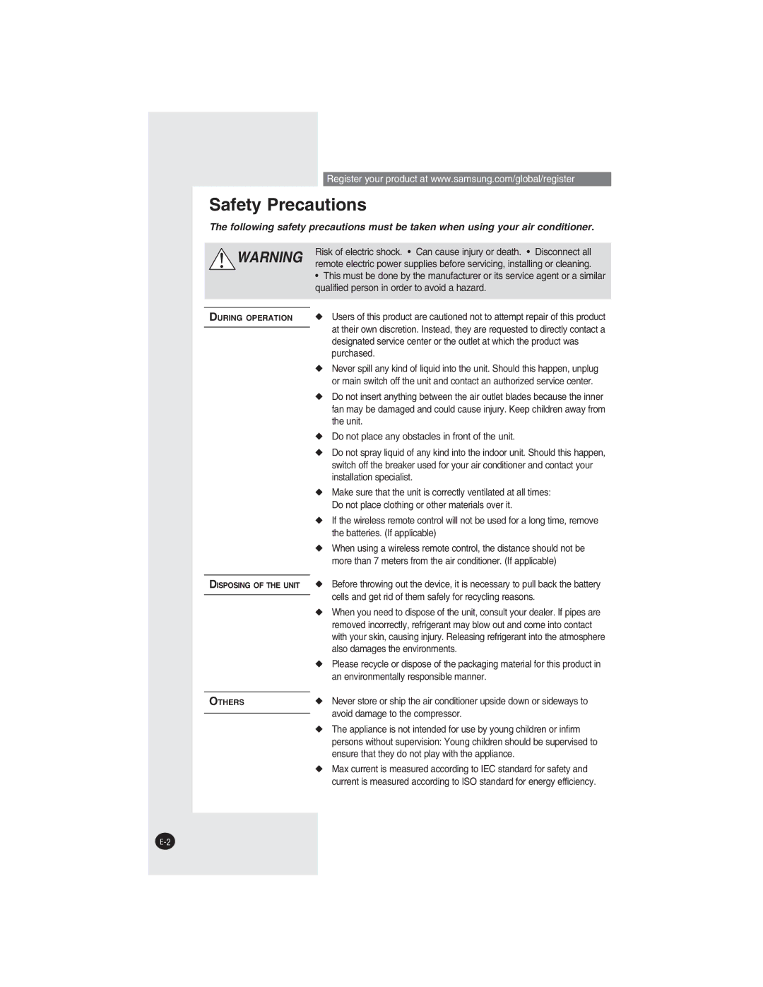 Samsung AQ09NLXSER, AQ09NLNSER manual 5CHGV2TGECWVKQPU 