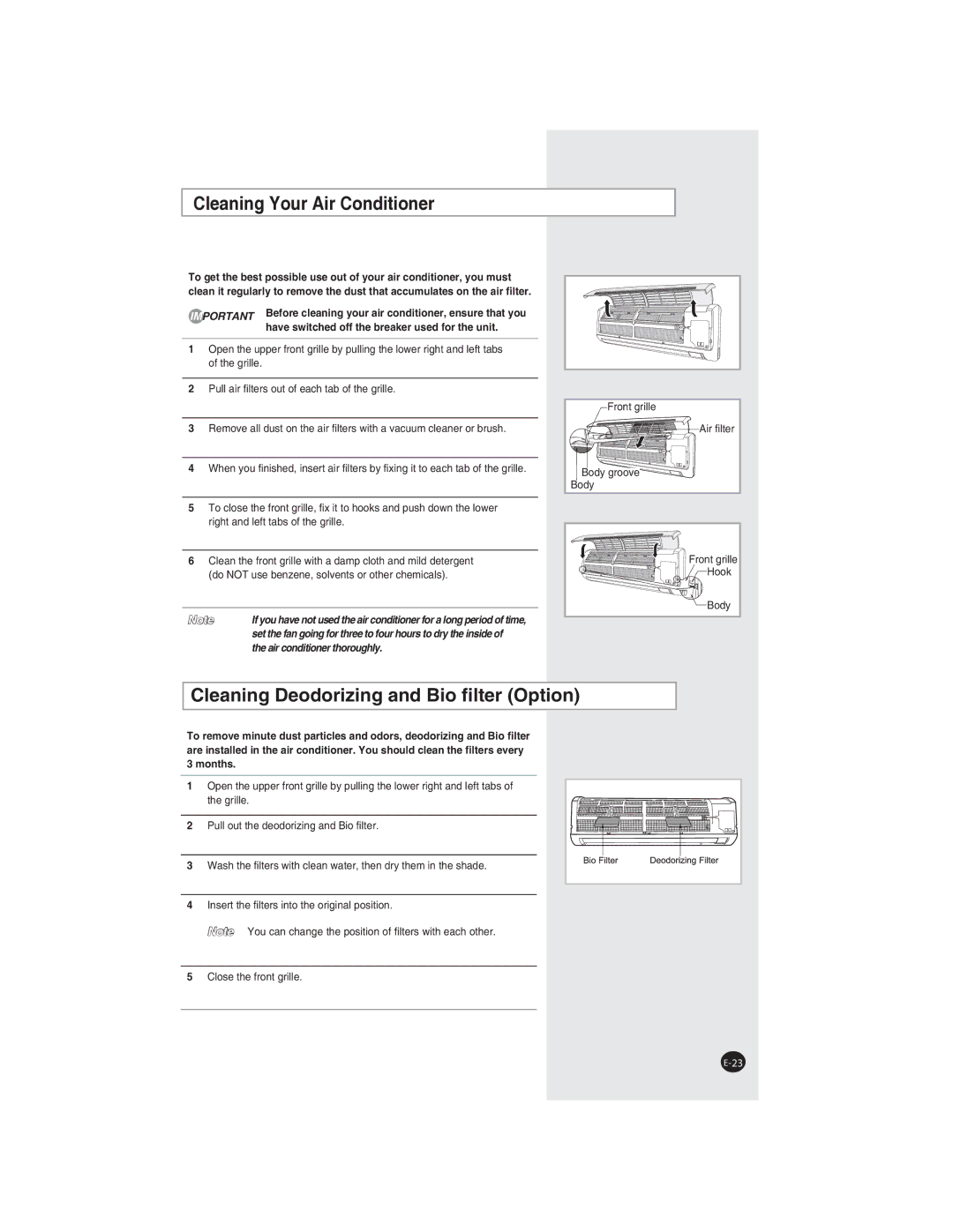 Samsung AQ09NLNSER, AQ09NLXSER manual Cleaning Your Air Conditioner, NGCPKPI&GQFQTK\KPICPF$KQſNVGT 1RVKQP 