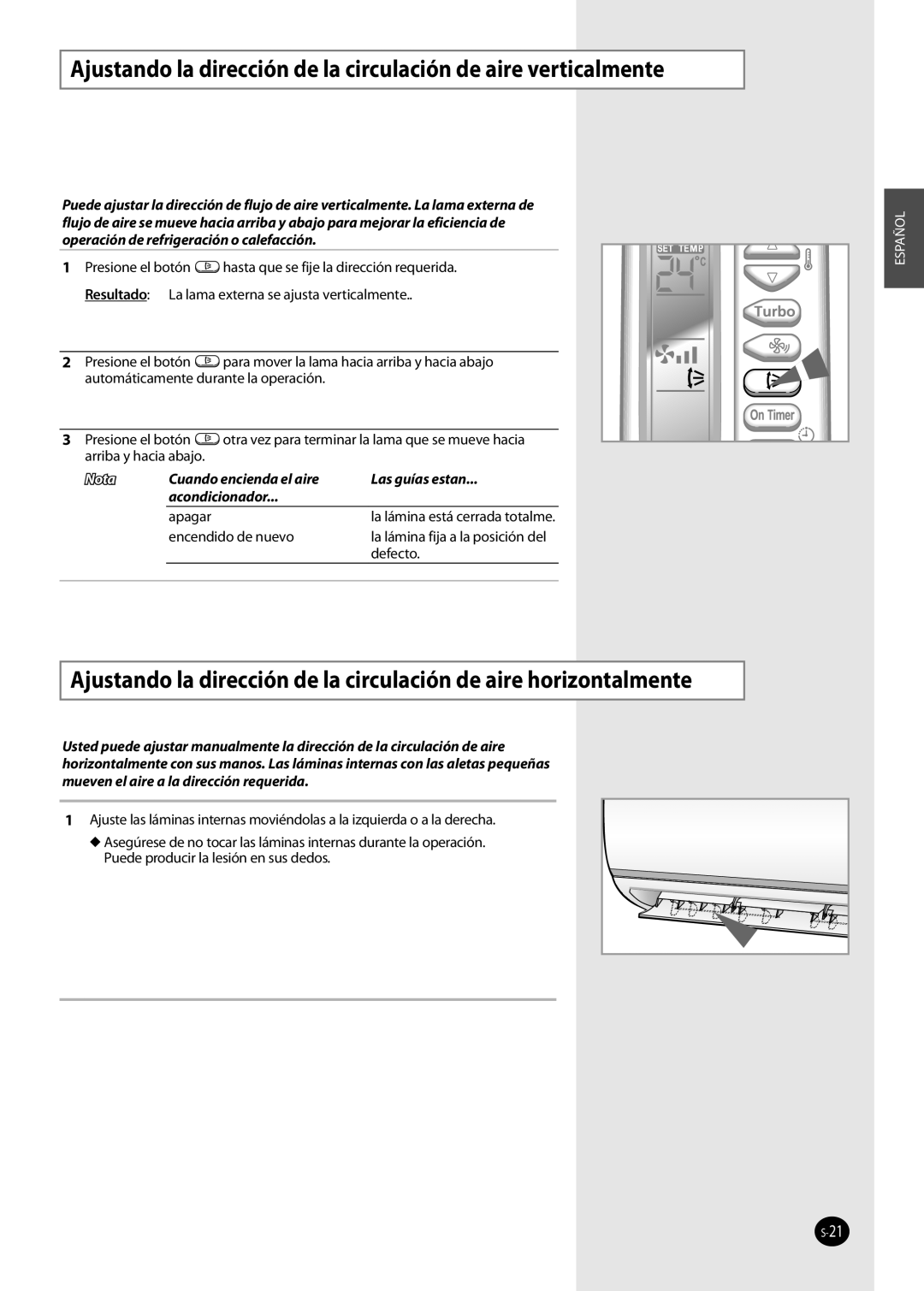 Samsung AQ09NSAX, AQ09NSAN, AQ12NSAX, AQ12NSAN, AQ12NSBN, AQ12FKN manual Cuando encienda el aire Las guías estan Acondicionador 