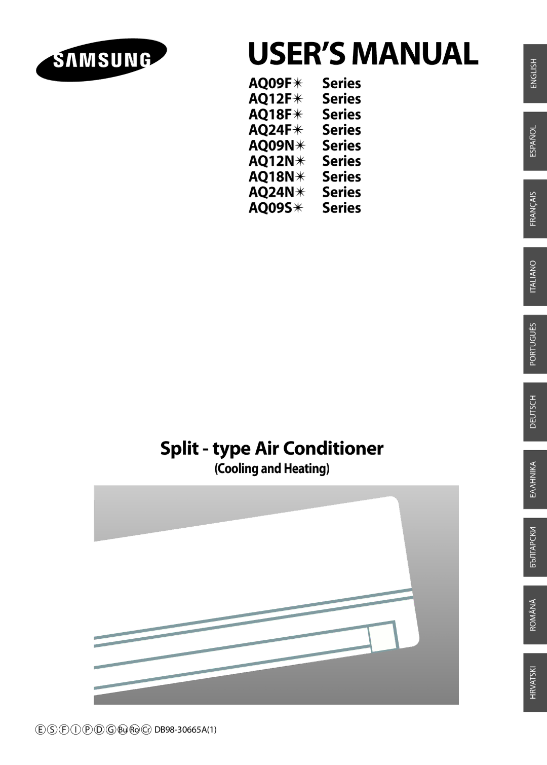 Samsung AQ09FKX, AQ09NSAN, AQ09NSDX, AQ09NSDN, AQ12NSDX, AQ12NSDN, AQ12FKN Cooling and Heating, F I P D G Bu Ro Cr DB98-30665A1 