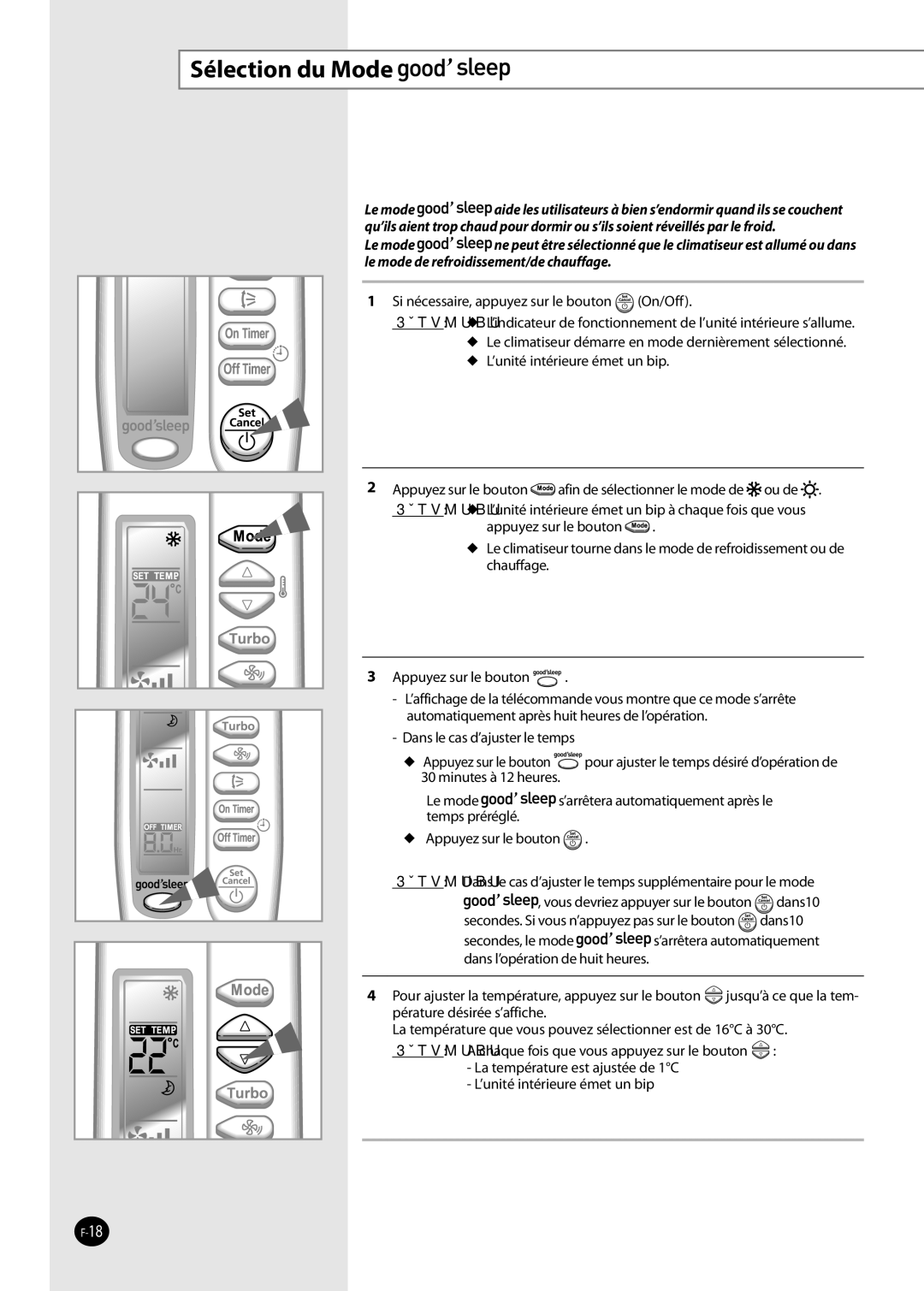 Samsung AQ09NSDN, AQ09NSAN, AQ09NSDX, AQ12NSDX, AQ12NSDN, AQ09NSAX, AQ12NSAX, AQ12NSAN manual Sélection du Mode 